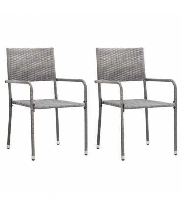 vidaXL 3 Piece Garden Dining Set Poly Rattan & Solid Acacia Wood Grey