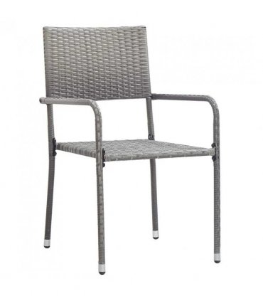 vidaXL 3 Piece Garden Dining Set Poly Rattan & Solid Acacia Wood Grey