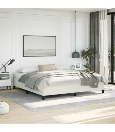 vidaXL Bed Frame without Mattress White 193x203 cm King Faux Leather