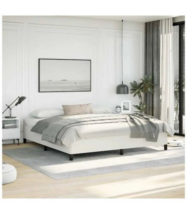 vidaXL Bed Frame without Mattress White 193x203 cm King Faux Leather