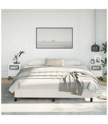 vidaXL Bed Frame without Mattress White 193x203 cm King Faux Leather