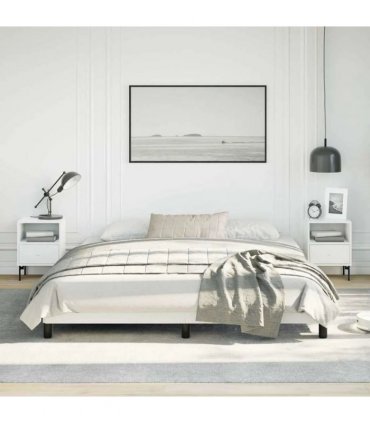 vidaXL Bed Frame without Mattress White California King Faux Leather