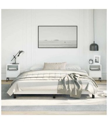 vidaXL Bed Frame without Mattress White California King Faux Leather