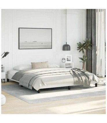 vidaXL Bed Frame without Mattress White California King Faux Leather