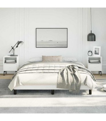 vidaXL Bed Frame without Mattress White 152x203 cm Queen Faux Leather