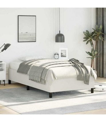 vidaXL Bed Frame without Mattress White 100x190 cm Twin Faux Leather