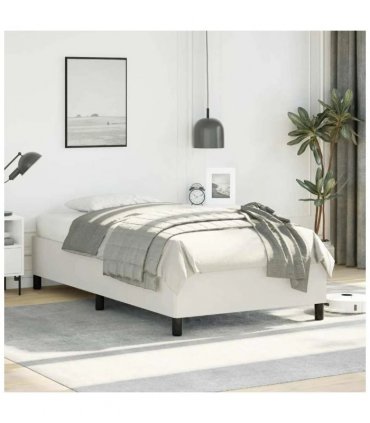 vidaXL Bed Frame without Mattress White 100x190 cm Twin Faux Leather