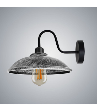 Wall lamp Brushed Silver Vintage Black Wall Sconce E27 Base Socket Screw