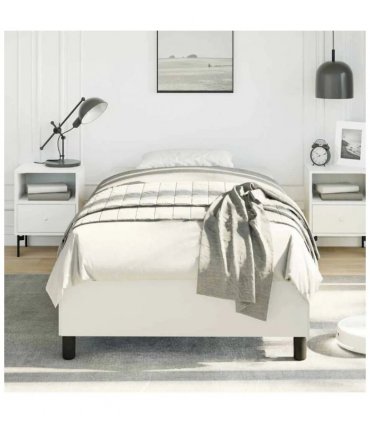 vidaXL Bed Frame without Mattress White 100x190 cm Twin Faux Leather