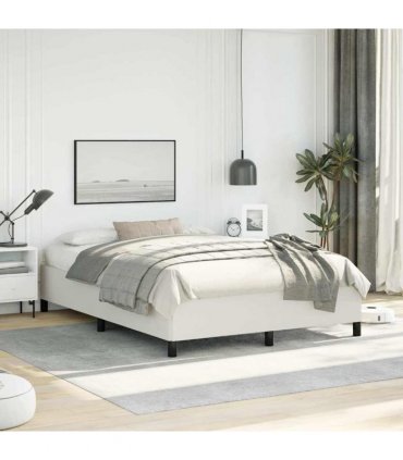 vidaXL Bed Frame without Mattress White 137x190 cm Full Faux Leather — Size: Double Size