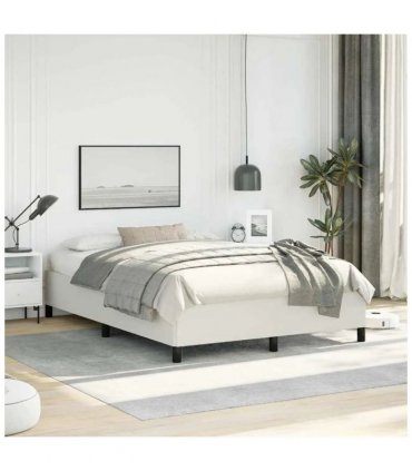 vidaXL Bed Frame without Mattress White 137x190 cm Full Faux Leather — Size: Double Size