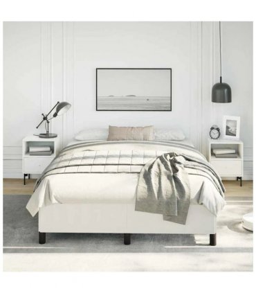 vidaXL Bed Frame without Mattress White 137x190 cm Full Faux Leather — Size: Double Size
