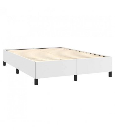 vidaXL Bed Frame without Mattress White 137x190 cm Full Faux Leather — Size: Double Size