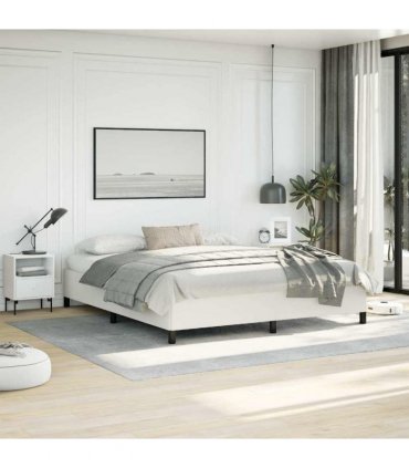 vidaXL Bed Frame without Mattress White California King Faux Leather — V0672354570