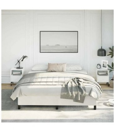 vidaXL Bed Frame without Mattress White California King Faux Leather — V0672354570