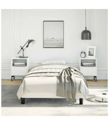 vidaXL Bed Frame without Mattress White 100x190 cm Twin Faux Leather — V0672354571