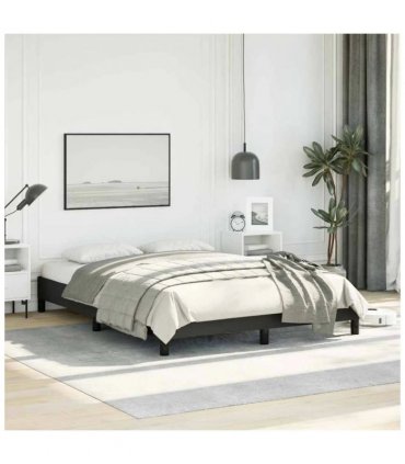 vidaXL Bed Frame without Mattress Black 137x190 cm Full Faux Leather — Size: Double Size
