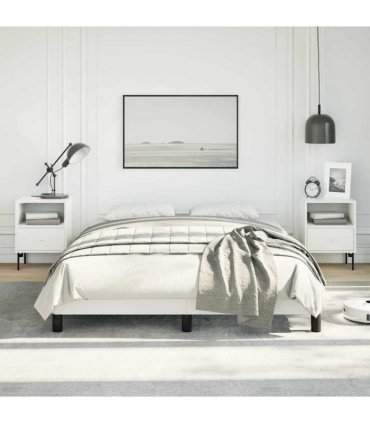 vidaXL Bed Frame without Mattress White 137x190 cm Full Faux Leather — Size: Double Size — V0672354579