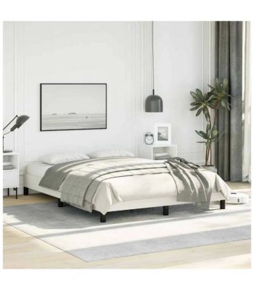 vidaXL Bed Frame without Mattress White 137x190 cm Full Faux Leather — Size: Double Size — V0672354579