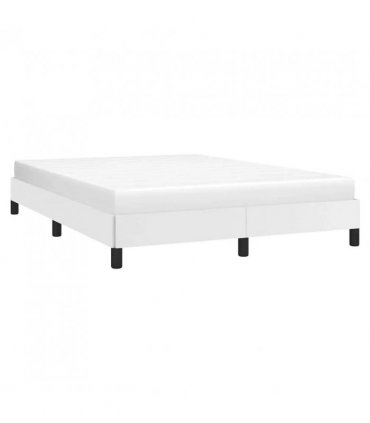 vidaXL Bed Frame without Mattress White 137x190 cm Full Faux Leather — Size: Double Size — V0672354579