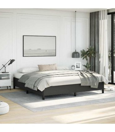 vidaXL Bed Frame without Mattress Black 193x203 cm King Faux Leather