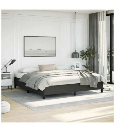 vidaXL Bed Frame without Mattress Black 193x203 cm King Faux Leather