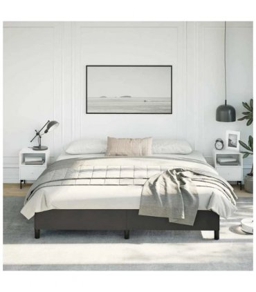 vidaXL Bed Frame without Mattress Black 193x203 cm King Faux Leather