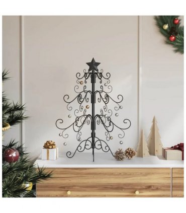 vidaXL Metal Christmas Tree Black 61 cm Powder-coated Steel — Size: 60 cm
