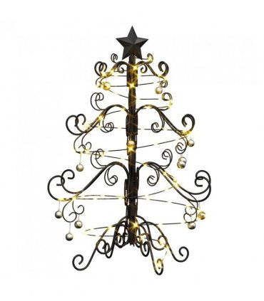 vidaXL Metal Christmas Tree Black 61 cm Powder-coated Steel — Size: 60 cm
