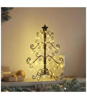 vidaXL Metal Christmas Tree Black 61 cm Powder-coated Steel — Size: 60 cm