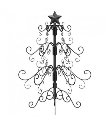 vidaXL Metal Christmas Tree Black 61 cm Powder-coated Steel — Size: 60 cm