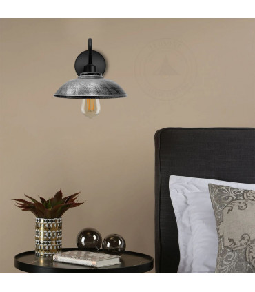 Wall lamp Brushed Silver Vintage Black Wall Sconce E27 Base Socket Screw