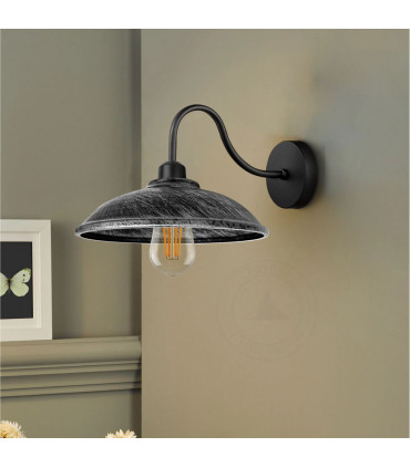 Wall lamp Brushed Silver Vintage Black Wall Sconce E27 Base Socket Screw