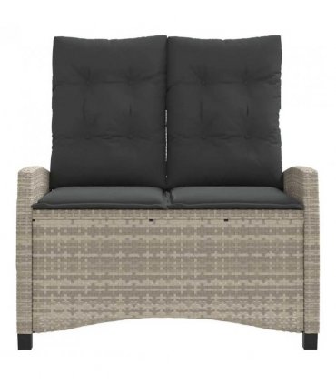 vidaXL Reclining Garden Bench with Cushions Light Grey Poly Rattan