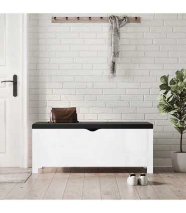 vidaXL Storage Box with Cushion High Gloss White 105x40x45 cm