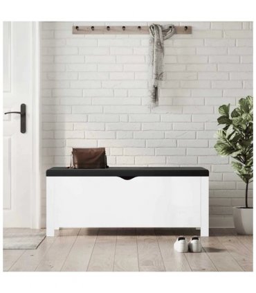 vidaXL Storage Box with Cushion High Gloss White 105x40x45 cm