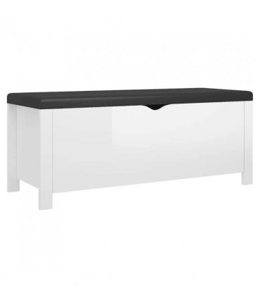vidaXL Storage Box with Cushion High Gloss White 105x40x45 cm