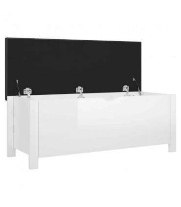 vidaXL Storage Box with Cushion High Gloss White 105x40x45 cm