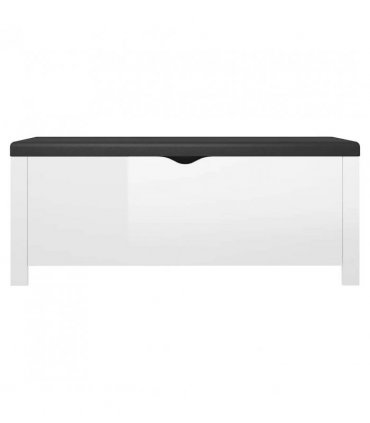 vidaXL Storage Box with Cushion High Gloss White 105x40x45 cm
