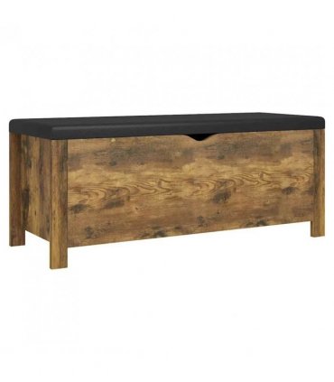 vidaXL Storage Box with Cushion Smoked Oak 105x40x45 cm