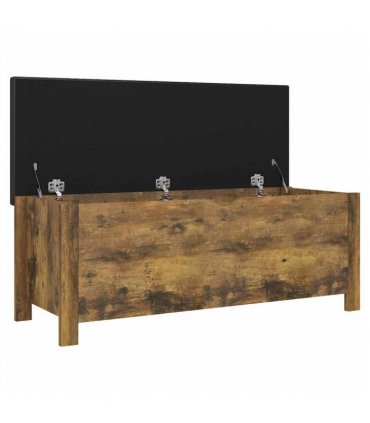 vidaXL Storage Box with Cushion Smoked Oak 105x40x45 cm