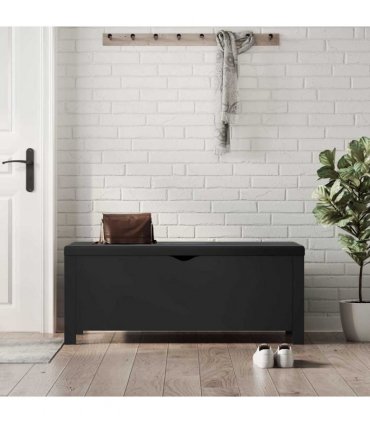 vidaXL Storage Box with Cushion Black 105x40x45 cm