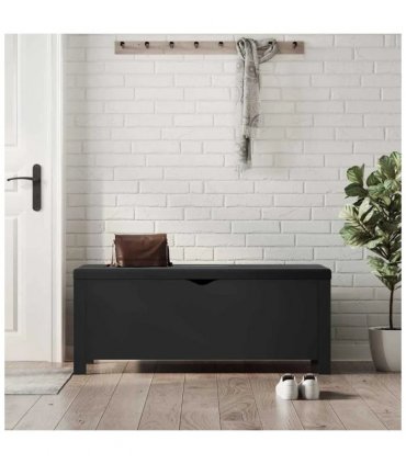 vidaXL Storage Box with Cushion Black 105x40x45 cm