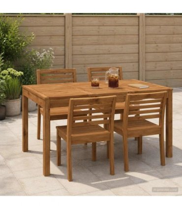 vidaXL Garden Dinner Table Natural 141 x 80.5 x 75 cm