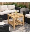 vidaXL Coffee Table Whitewash 48.5 x 49 x 45 cm Solid Acacia Wood