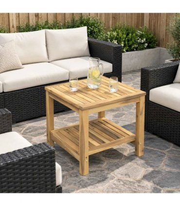 vidaXL Coffee Table Whitewash 48.5 x 49 x 45 cm Solid Acacia Wood