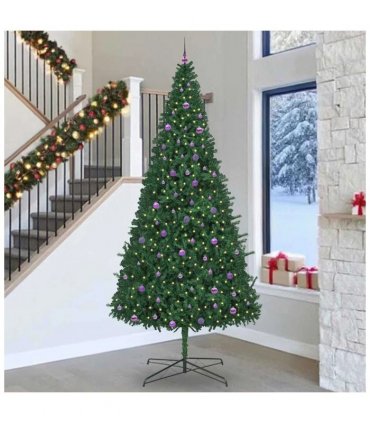 vidaXL Christmas Tree with Decorative String Lights Green 400 cm PVC — Model: with leds &lilac balls