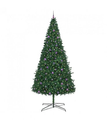 vidaXL Christmas Tree with Decorative String Lights Green 400 cm PVC — Model: with leds &lilac balls