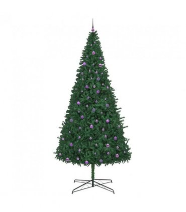 vidaXL Christmas Tree with Decorative String Lights Green 400 cm PVC — Model: with leds &lilac balls