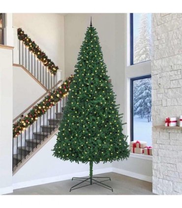 vidaXL Christmas Tree with Decorative String Lights Green 400 cm PVC — Model: with leds &black balls